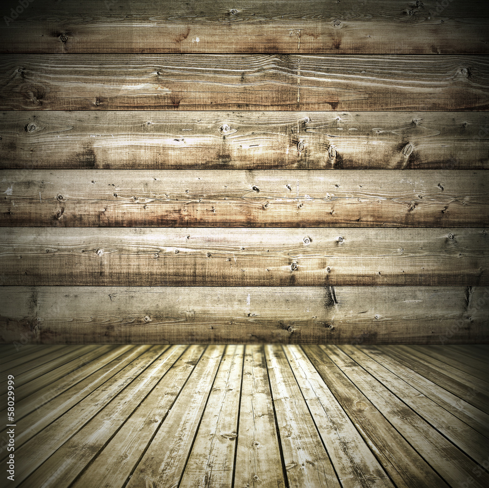 natural wood room with messy and grungy floor texture inside