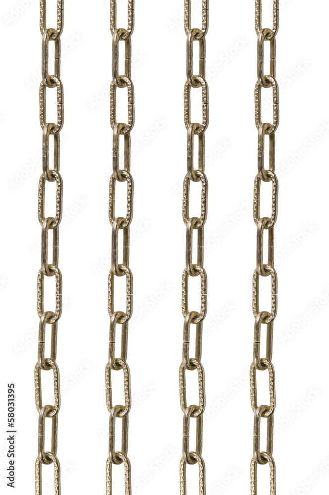 metal chain parts on white background.