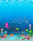 illustration of Sea life cartoon background
