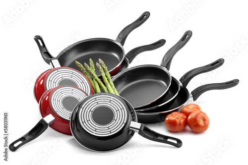 frying pans isolated