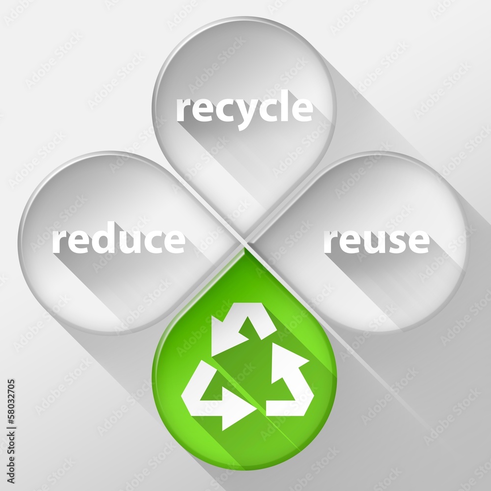 Recycling concept sign in clover, 3d illustration flat design Recycling concept sign in clover, 3d illustration flat design