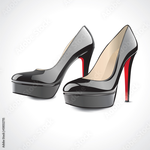 pair of black high-heeled shoes