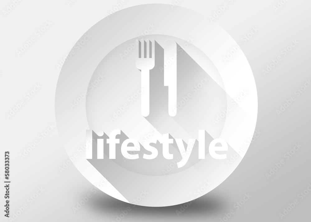 Lifestyle concept with plate knife and fork 3d Lifestyle concept with plate knife and fork 3d