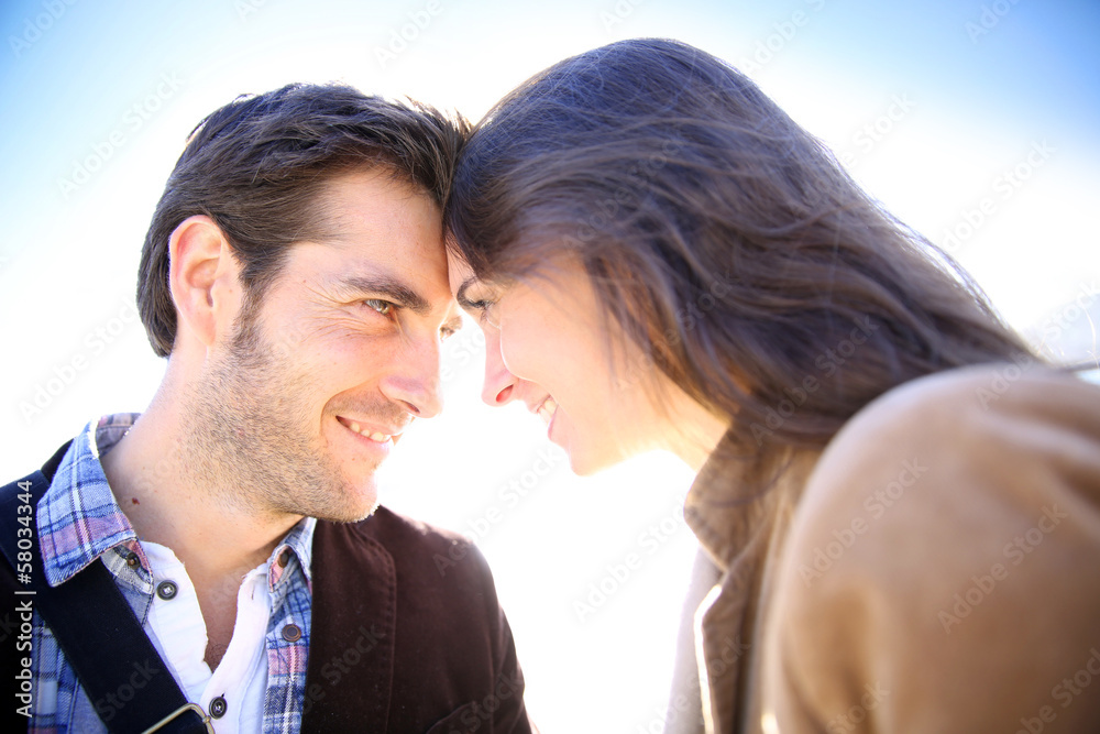 Sweet couple looking at each other's eyes