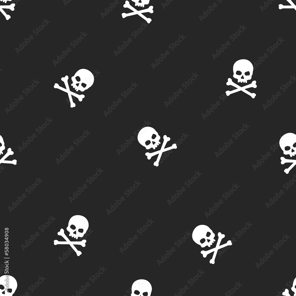 vector seamless pattern with skulls and bones black background vector seamless pattern with skulls and bones black background