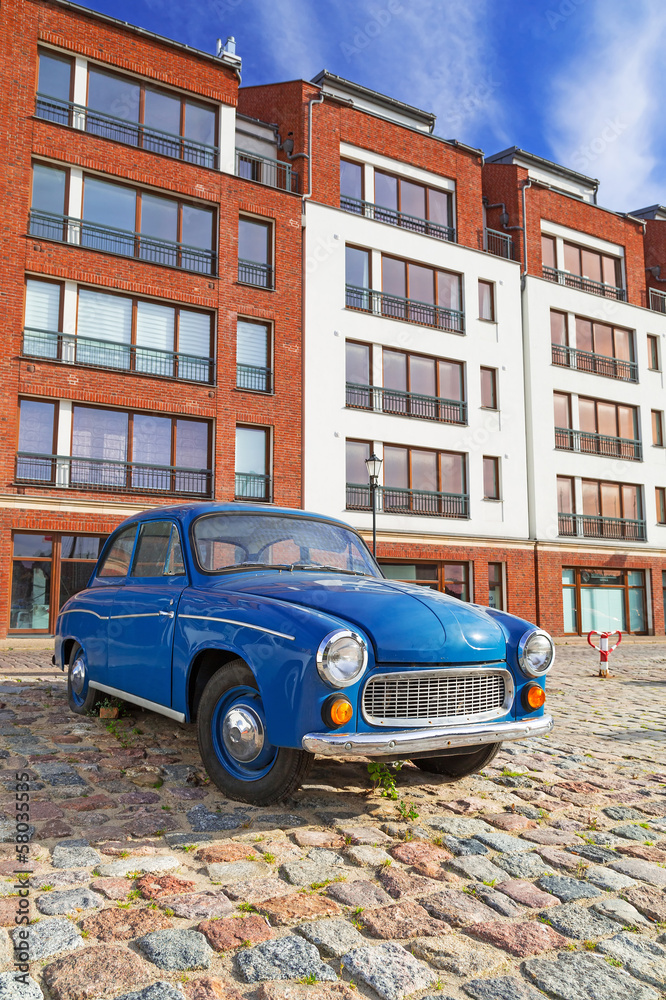 Fototapeta premium Old vintage car on the street of Gdansk, Poland