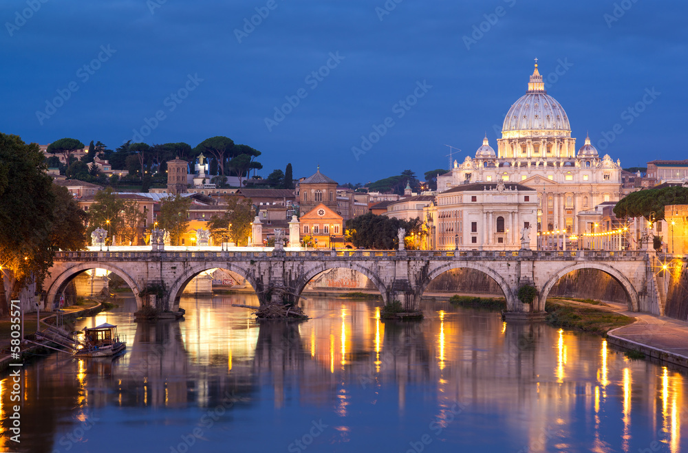 St. Angel Bridge and St. Peter's Basilica, Rome