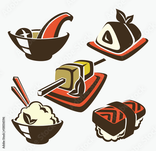 vector collection of japanese food symbols