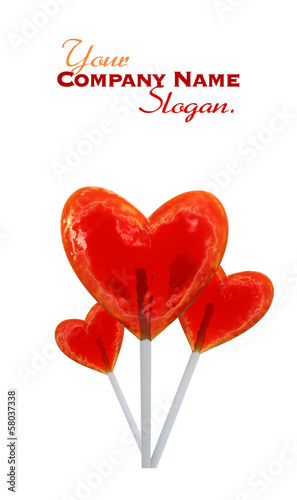 Heart shaped red lollipops