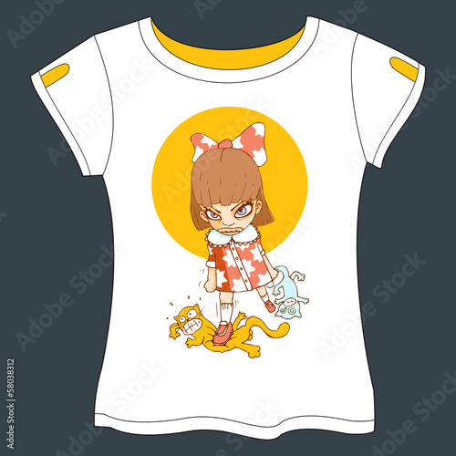 Mad Girl Vector illustration - T-shirt Template