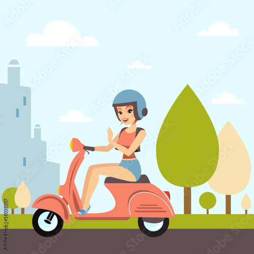 Beautiful Girl with scooter
