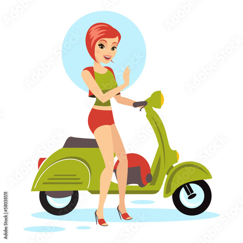 Beautiful Girl with scooter