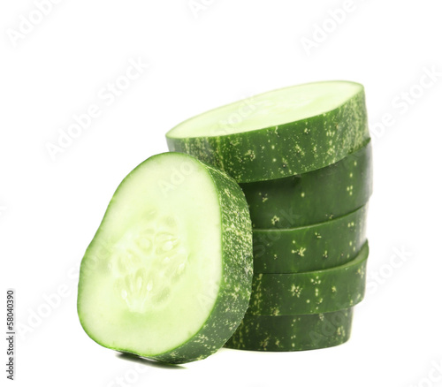 Stack and slice of fresh cucumber