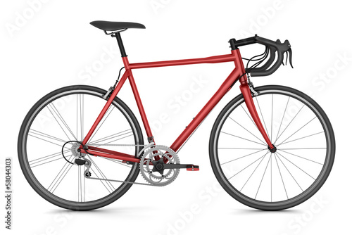 red sport bicycle isolated on white background