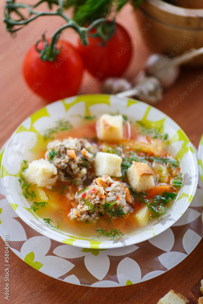 Tomato soup with meatballs Tomato soup with meatballs