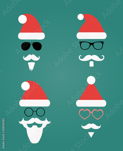 Santa Klaus fashion silhouette hipster style, icons