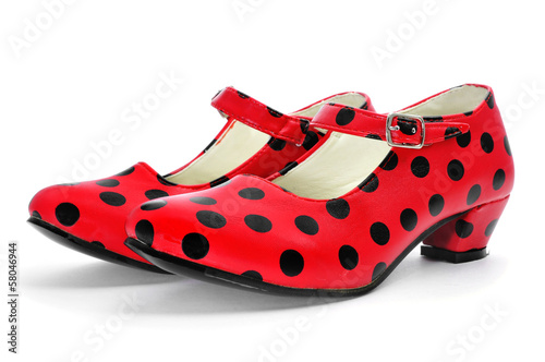 typical dot-patterned red flamenco shoes