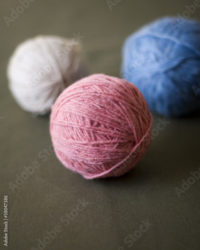 Multicolored balls of yarn for knitting