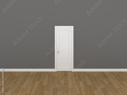 door on light gray wall ,3d