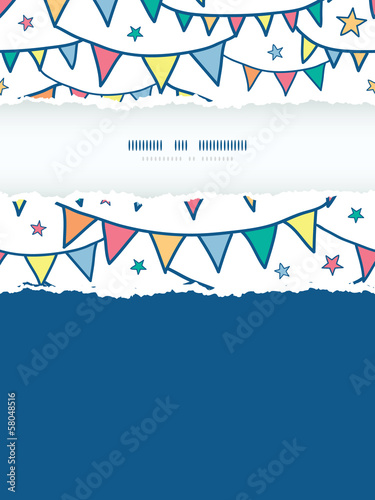 Vector colorful doodle bunting flags vertical torn frame
