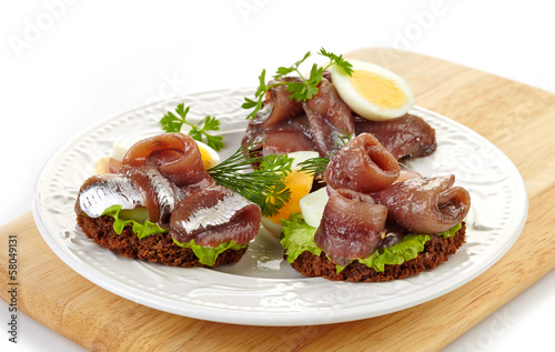 sandwiches with anchovies and egg