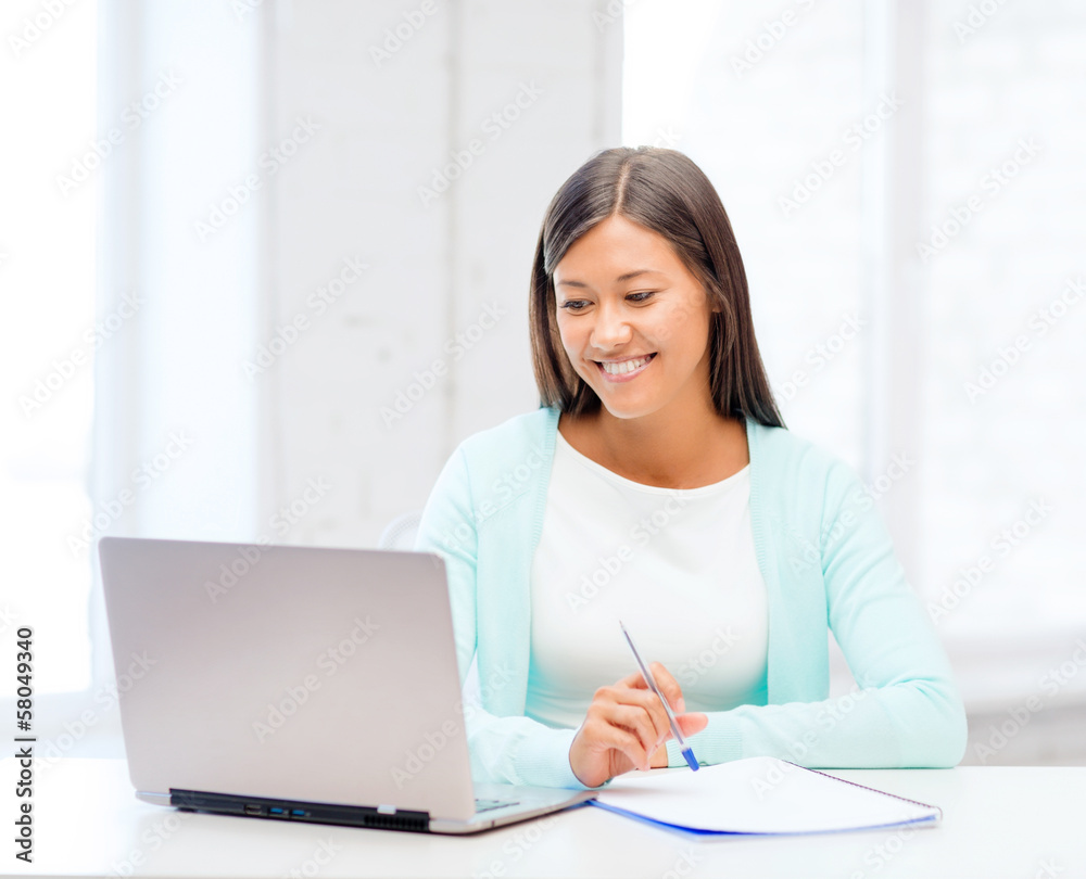 asian businesswoman with laptop and documents asian businesswoman with laptop and documents