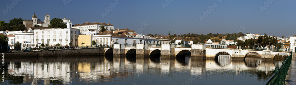 Roman bridge in Tavira, Algarve, Portugal.