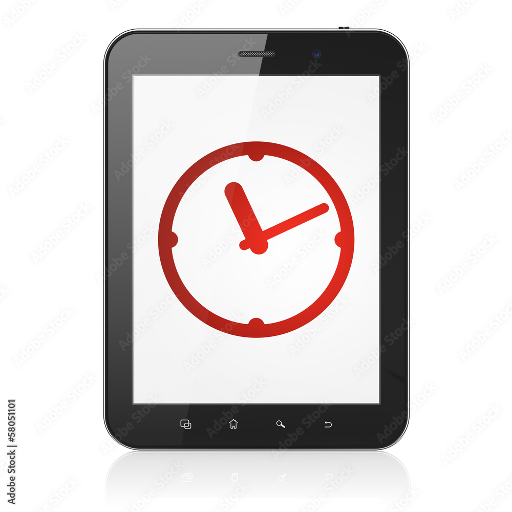 Timeline concept: Clock on tablet pc computer Timeline concept: Clock on tablet pc computer