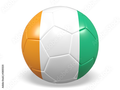 Football soccer ball with a Ivory Coast flag.