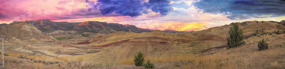 Painted Hills at Sunset Panorama