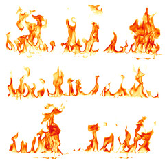 Fire flames isolated on white background