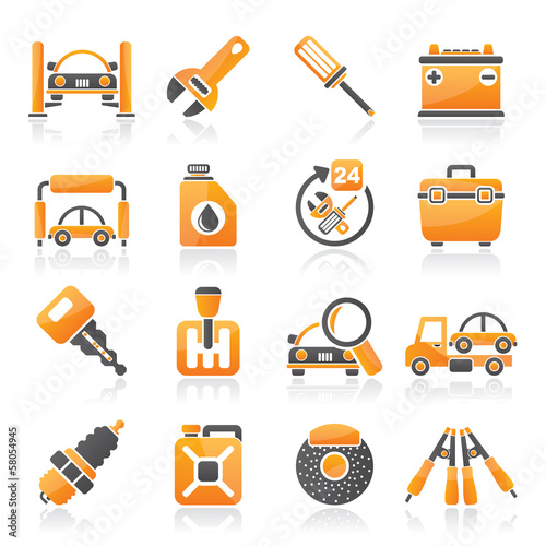 Car parts and services icons - vector icon set 1
