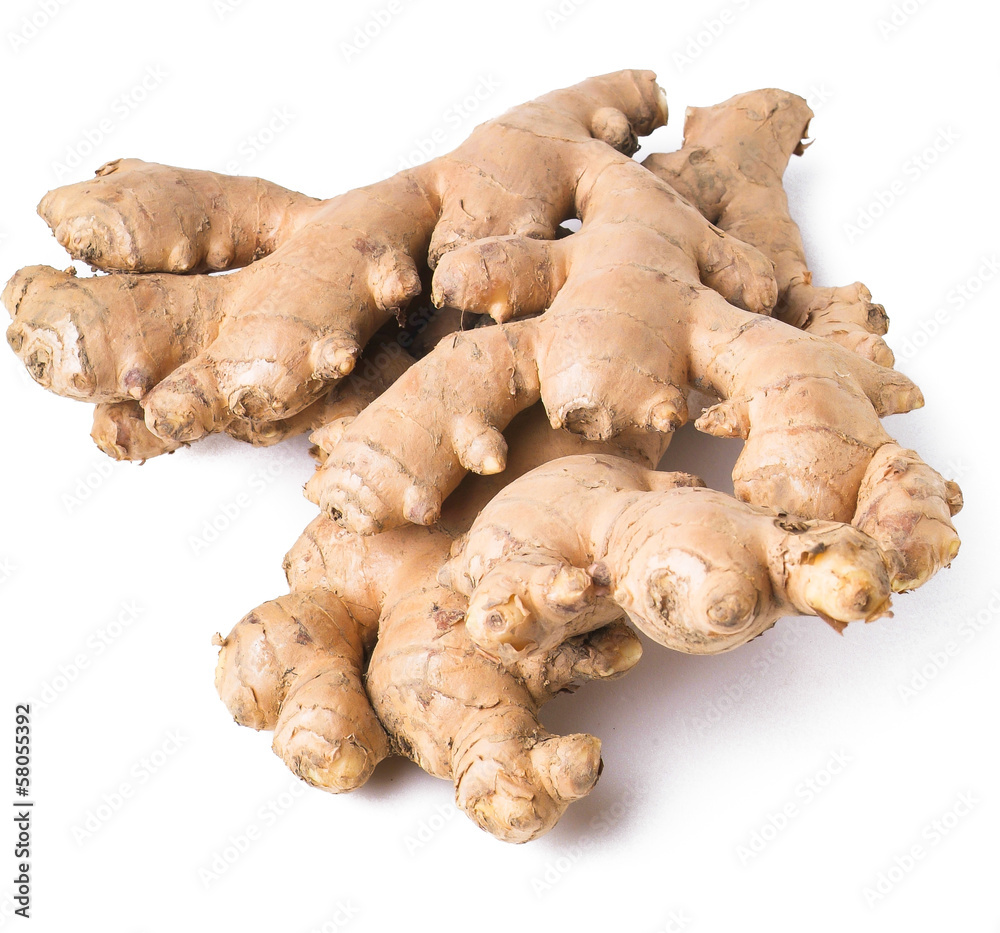 Ginger root on the background