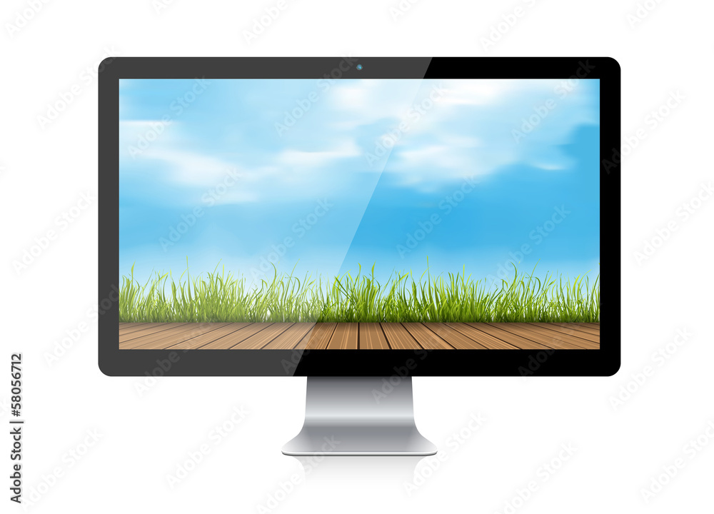 Computer Monitor with landscape on screen Computer Monitor with landscape on screen