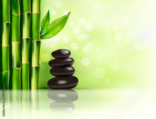 Spa background with bamboo and stones. Vector illustration.