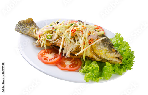 fried fish with vegetable