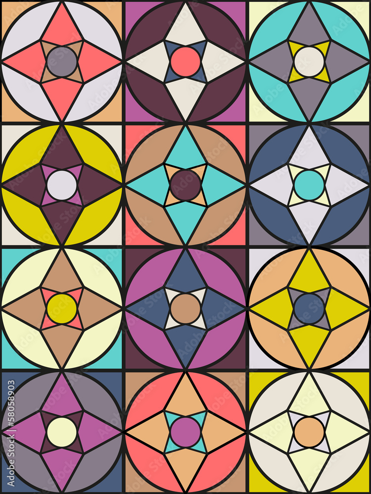 Retro pattern of geometric shapes. Colorful mosaic. Retro pattern of geometric shapes. Colorful mosaic.