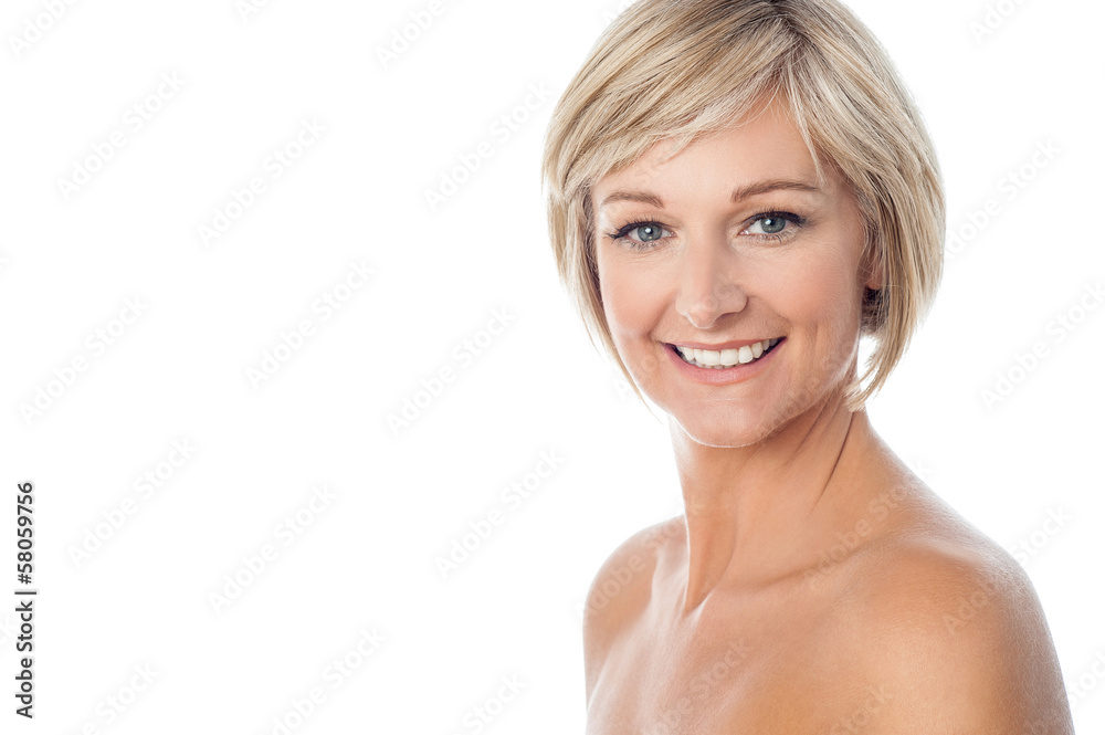 Smiling woman ready for make-up Smiling woman ready for make-up