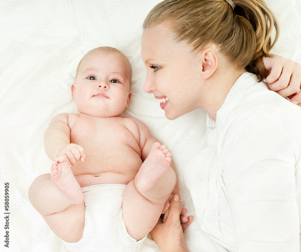 happy mother with baby happy mother with baby