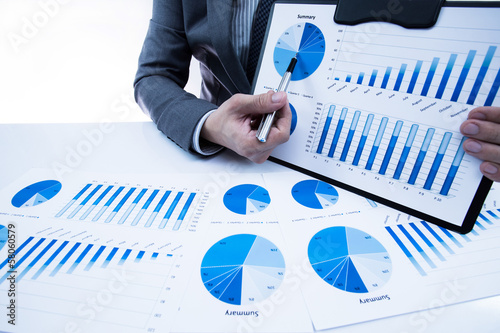 man hand with business report