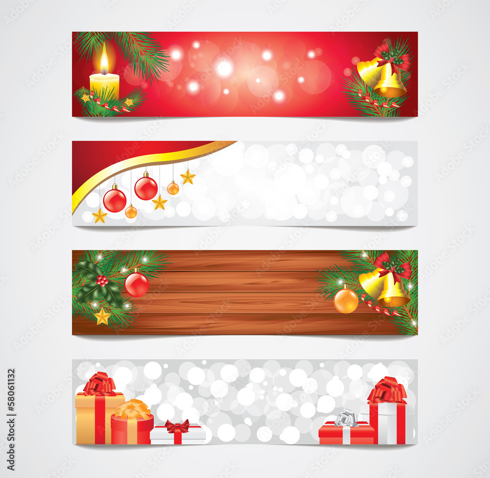 Naklejka premium Christmas holidays vector banners set
