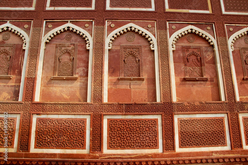 Carving wall of Agra Fort India