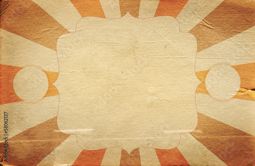 Retro circus style poster template on rhombus background with ri