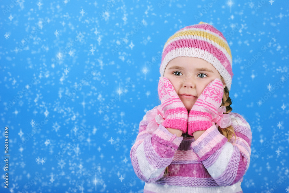 the little girl with the Christmas tree and gifts