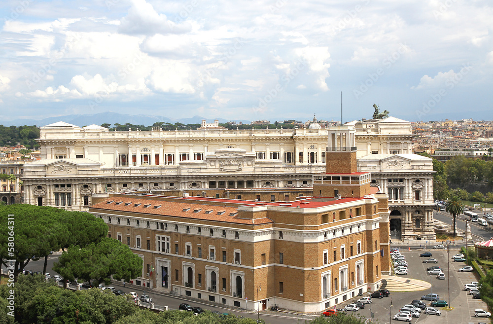panorama of the city of Rome seen from Castel San Angelo with th