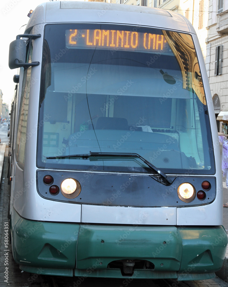 modern trams in the city of Rome flaminio station catch one of t