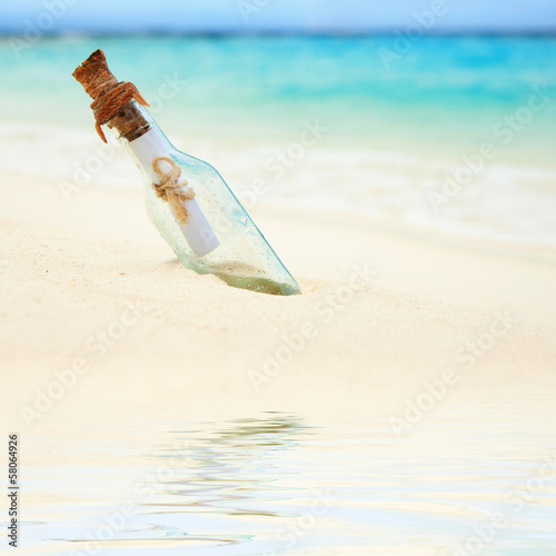 A letter in a bottle on the beach