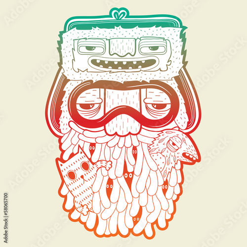 Bearded man with animals