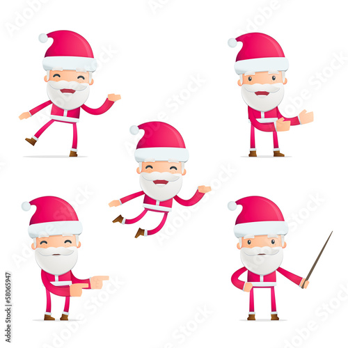 Santa in various poses for use in advertising, presentations,