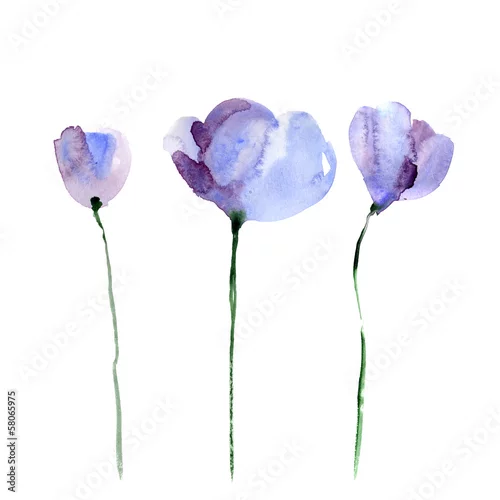 Naklejka na ścianę Akwarela tle kwiatów